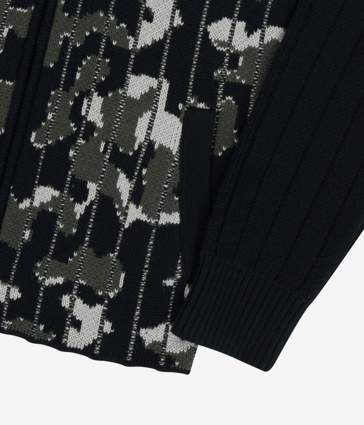 Camouflage Knit Zip-Up Cardigan / Khaki