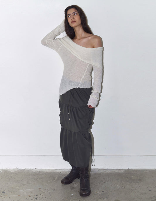 WOOL OFF-SHOULDER SWEATER / 2 Color