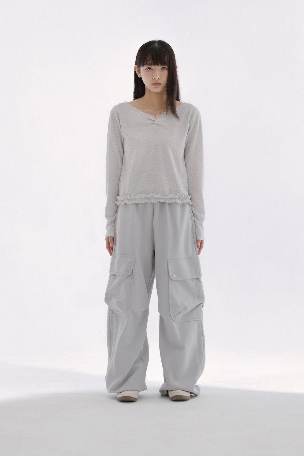 Frill leopard T (Ivory)