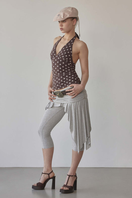 Dot Halter Top Brown