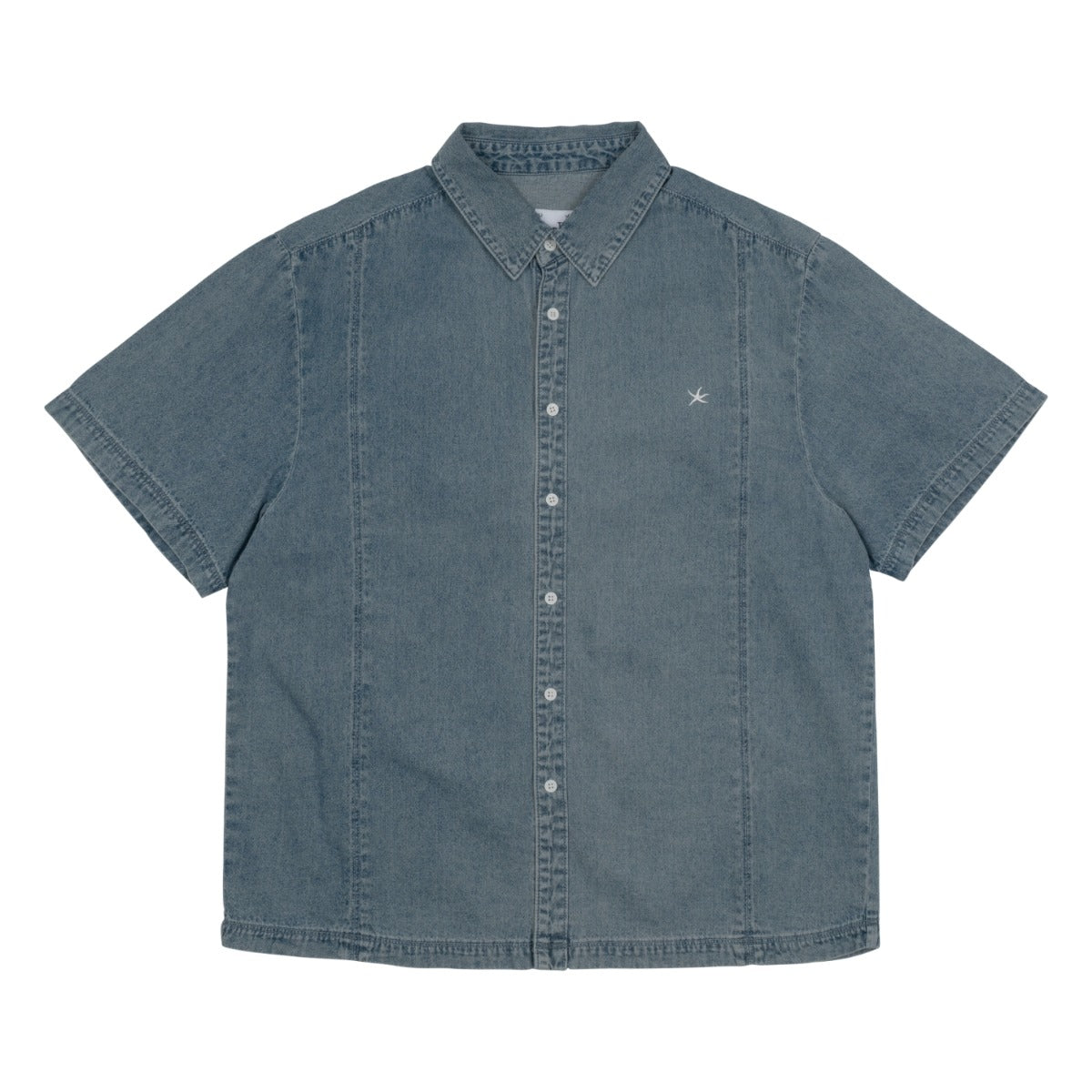TCM mini logo denim half shirts (blue)