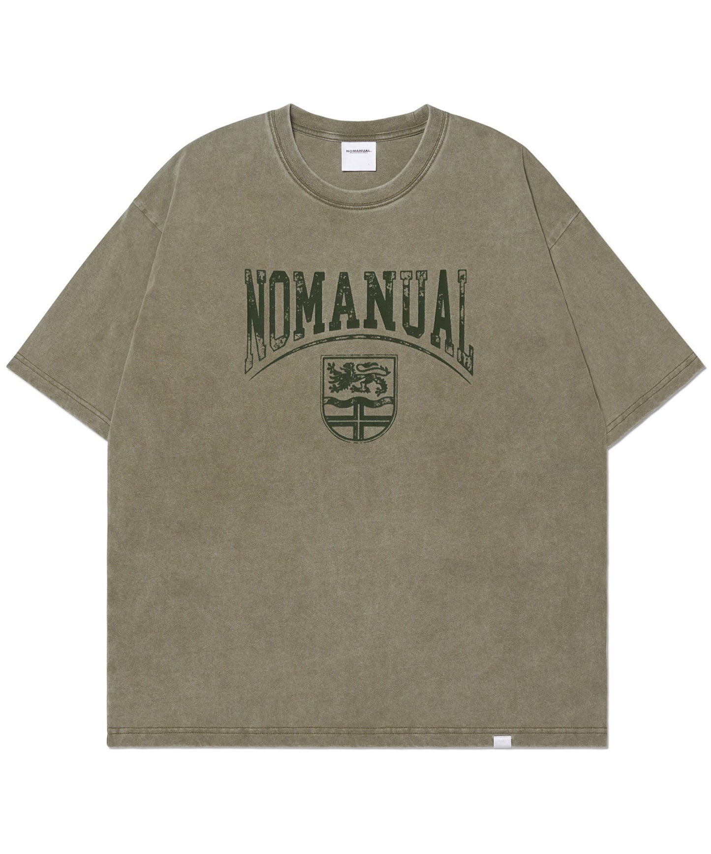(6/2 deliver) EMBLEM WASHED T-SHIRT - WASHED KHAKI