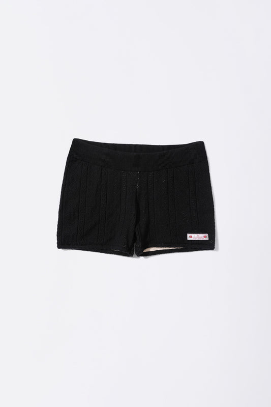 Eyelet Knit Shorts Black