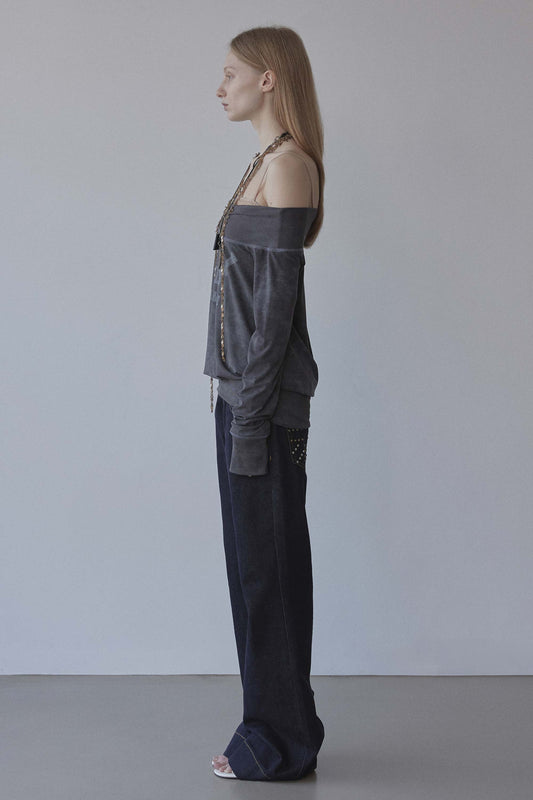 Maui Off-Shoulder Dress Washed Charcoal