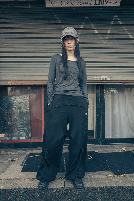 Ornament printed top (Charcoal)