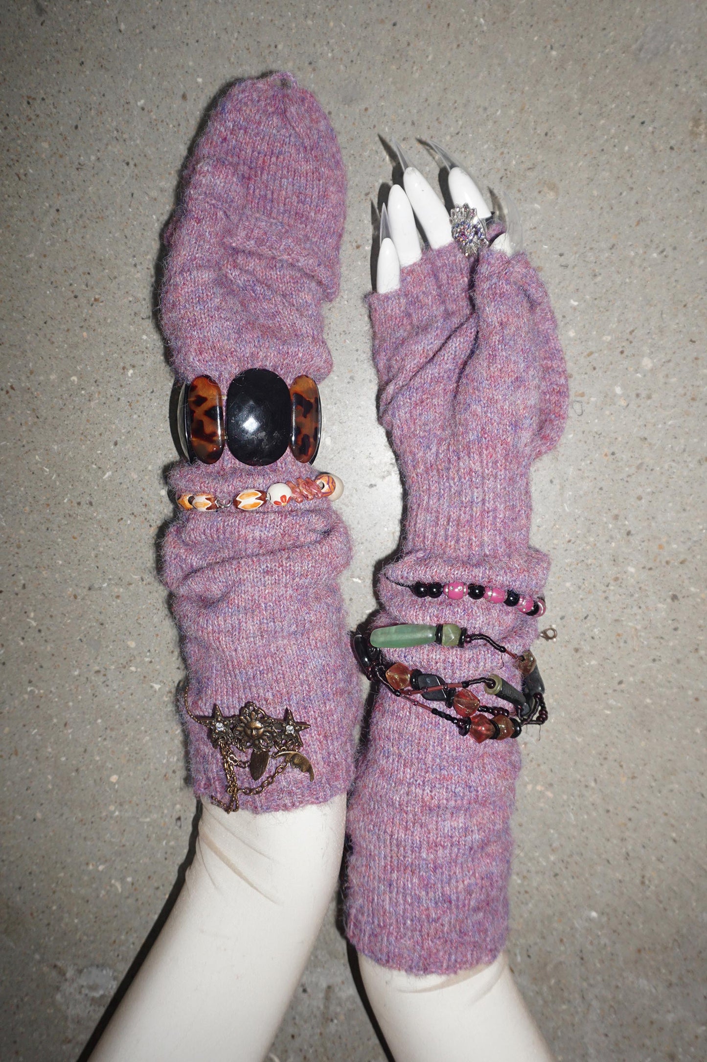 Wool Flap Gloves Purple