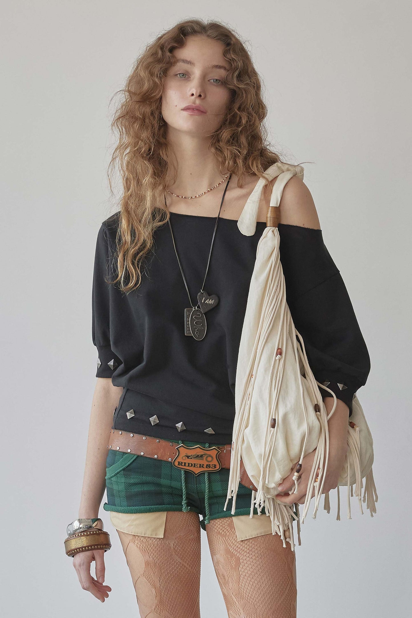 Stud Half Sleeve Sweatshirt Black