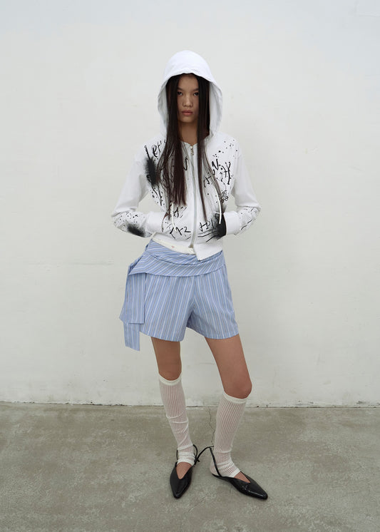 STRIPED SLEEP SHORTS (SKY BLUE)