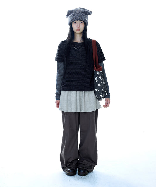 LACE COTTON PANTS RED BEAN