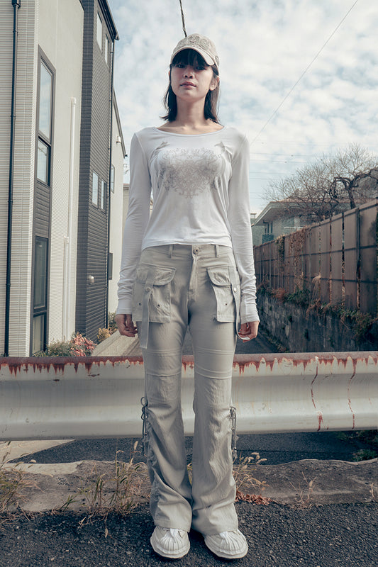 Boots-cut cargo pants (Gray)