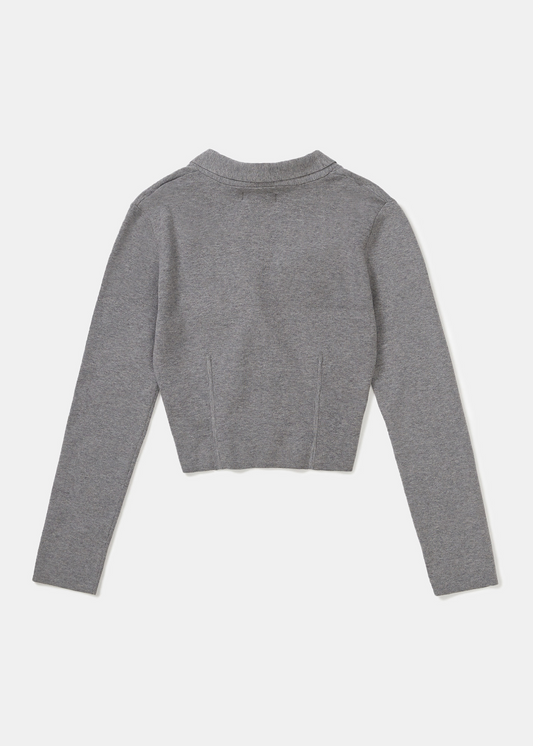 DRAPED NECK KNIT CARDIGAN