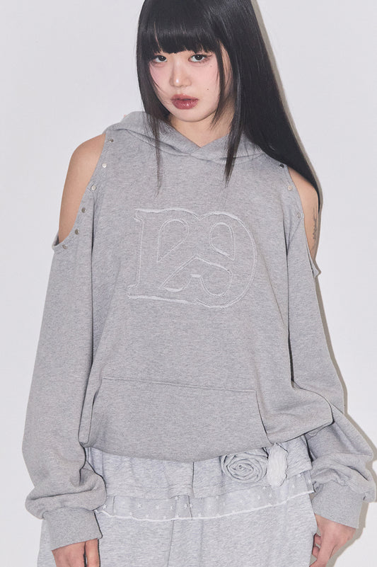 129 Cutout Overfit Hoodie / Melange
