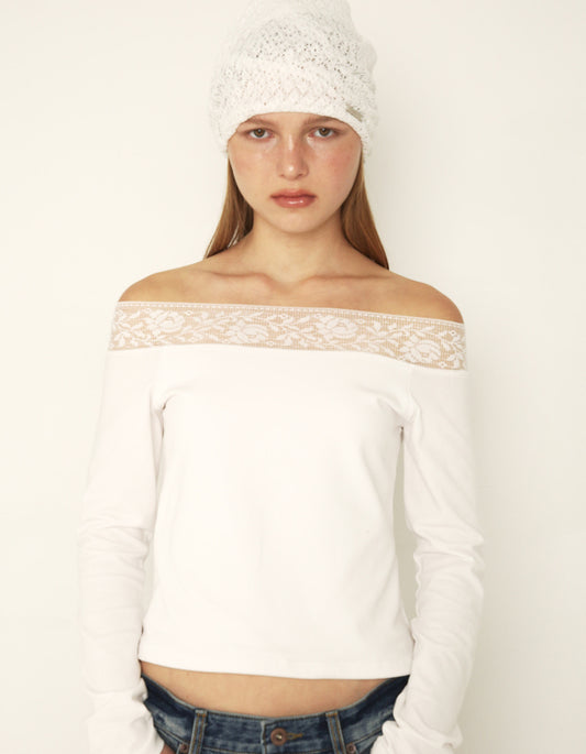 LACE SCRUNCHED BEANIE / 2 COLOR