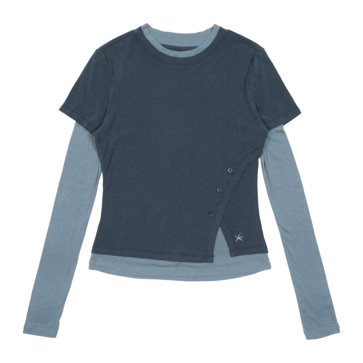 TCM layered button long sleeve (blue)