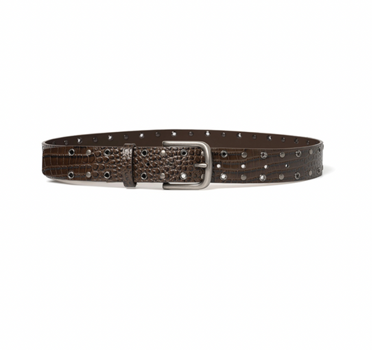 Stud Eyelet Leather Belt / 2 COLOR