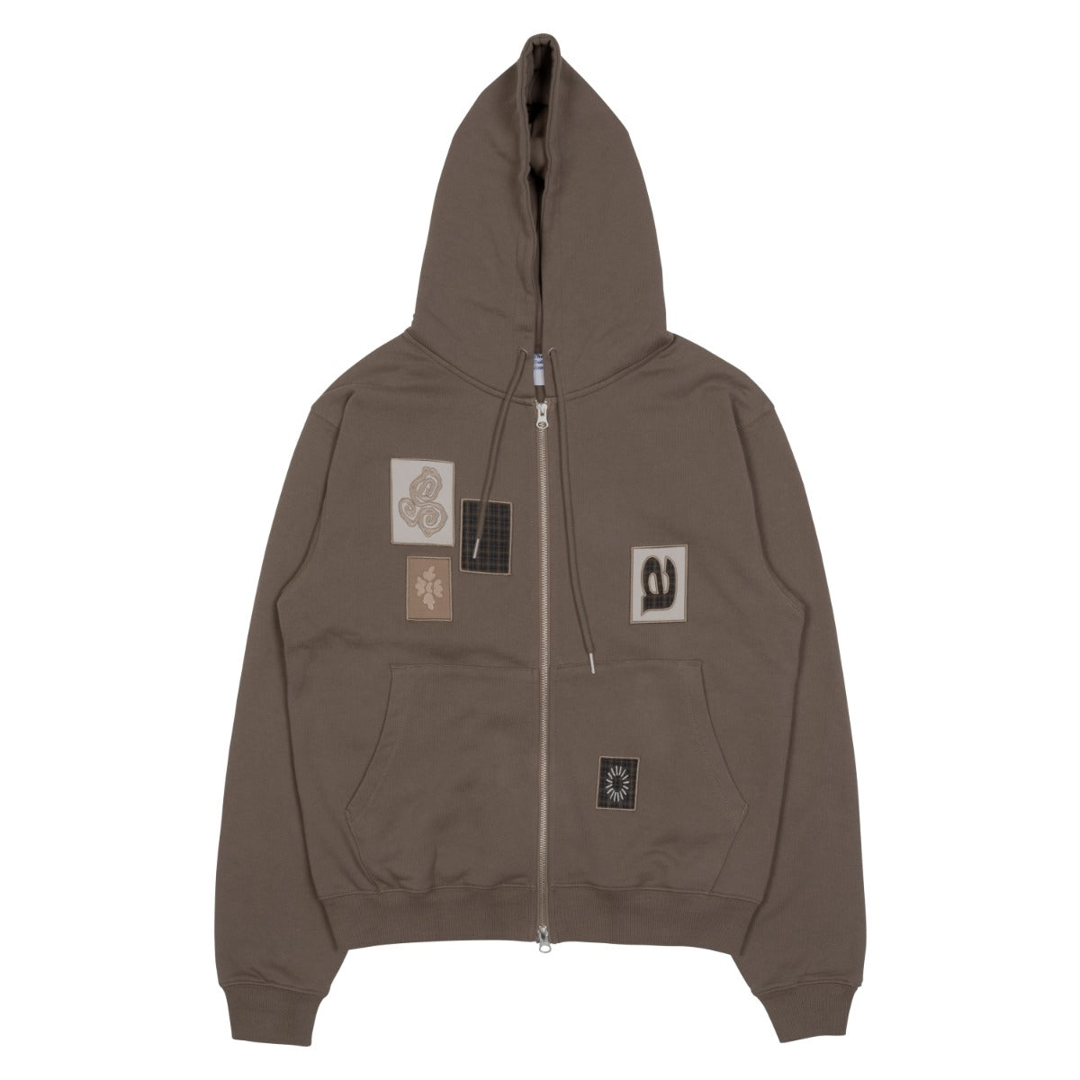 TCM frame hooded zip-up (brown)