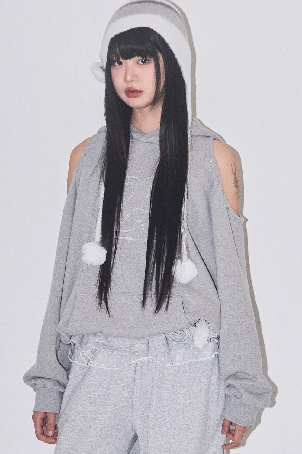 129 Cutout Oversized Fit Hoodie Melange