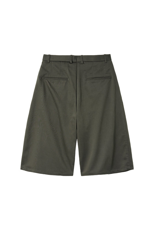 Two Pleats Shorts Dark Khaki