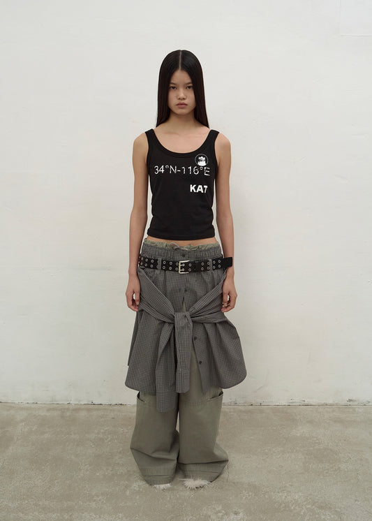 KAT PRINT SLIM TANK TOP (BLACK)