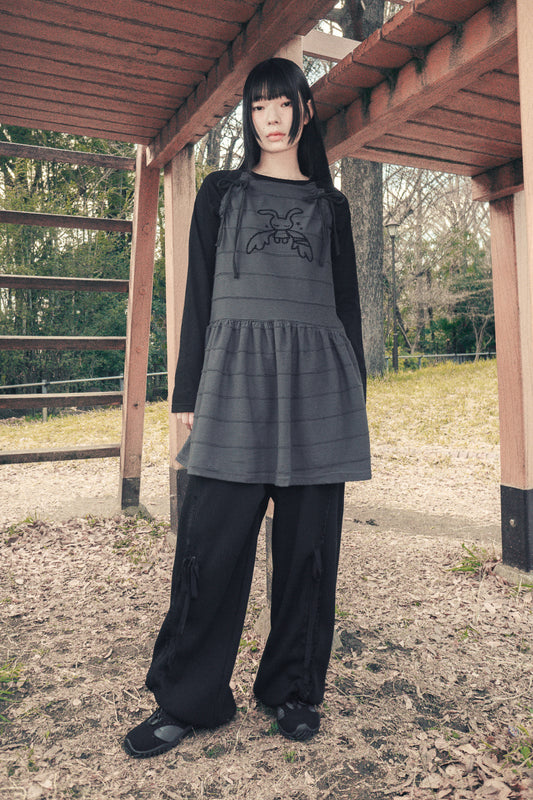 Angel patched raglan dress (Black Charcoal)