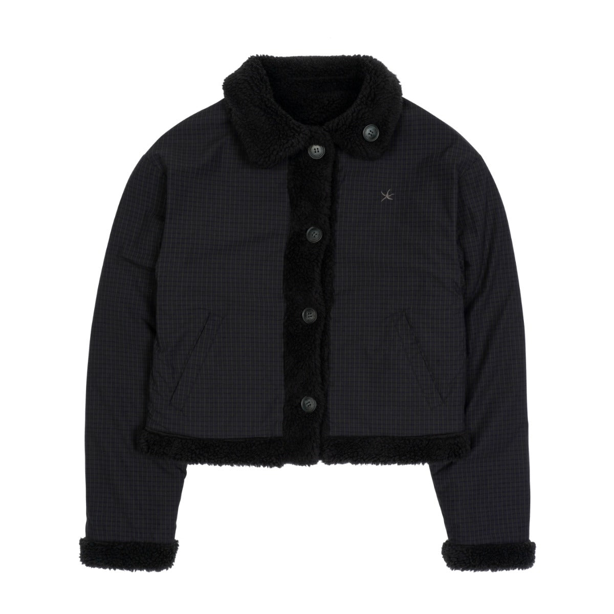 TCM reversible check fur jacket (black)