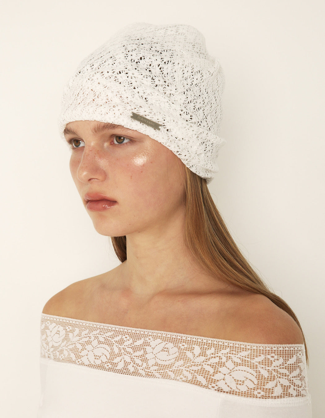 LACE SCRUNCHED BEANIE / 2 COLOR