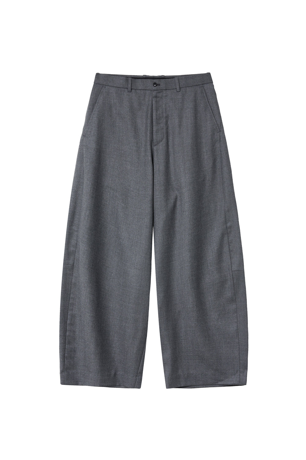 Wide Curve Trousers Flannel Wool Gray