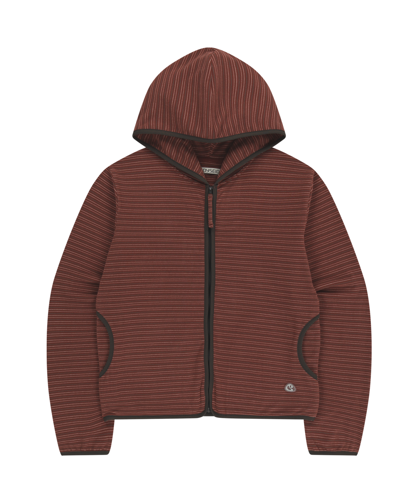 STRIPE FLEECE HOOD ZIP-UP RED