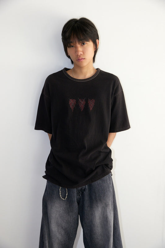 VTG Cartoon Heart Tee Washed Black )