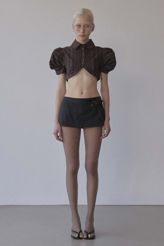 Rosetta Baby Shirt Brown Pinstripe