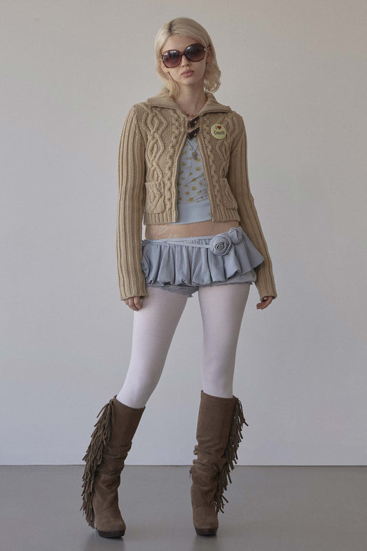 Two Way Cable Cardigan Natural