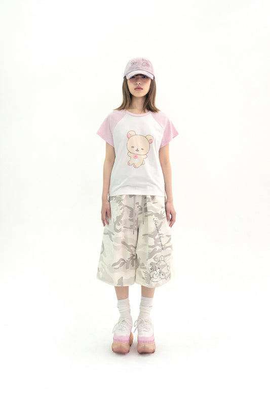 Camo Korilakkuma bermuda pants (Gray)
