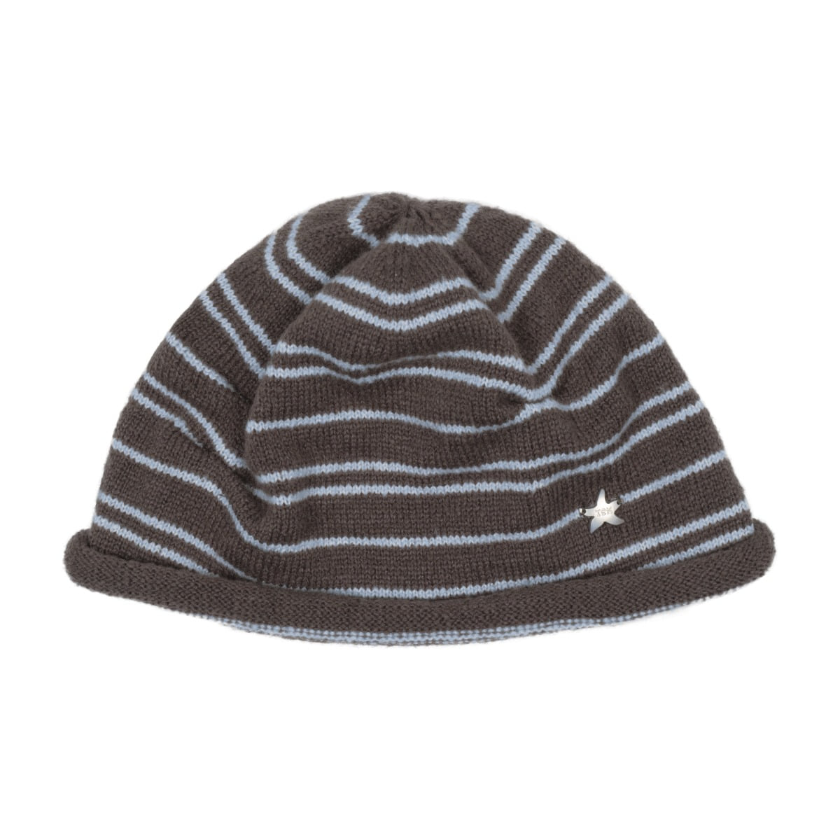 TCM stripe bottle beanie (brown/blue)