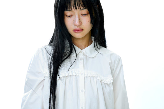 ROUGH CUT FRILL SHIRT IVORY