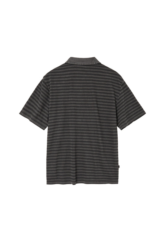 VTG Stripe Polo Tee 1/2 Charcoal