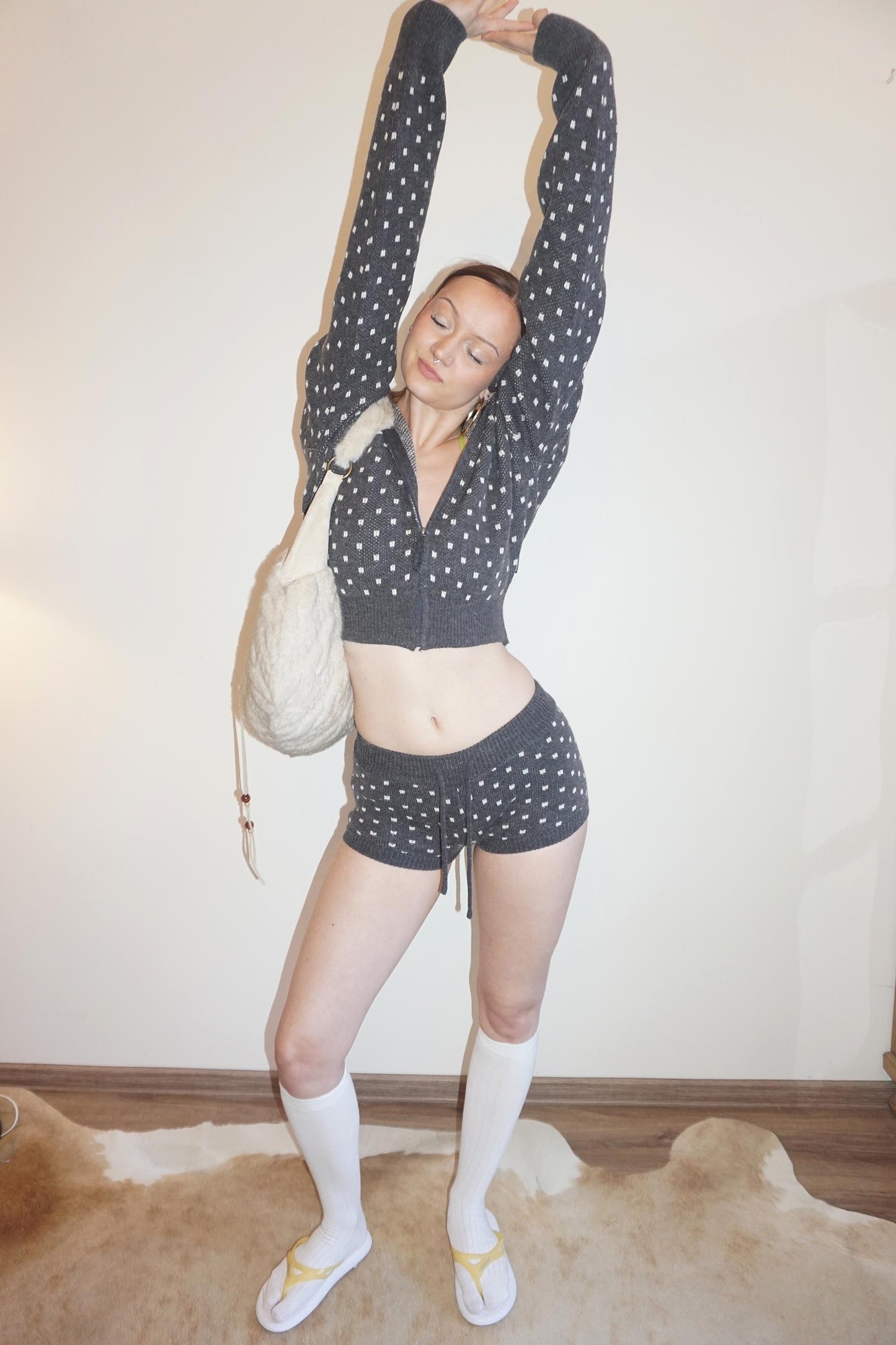 Snowflake Knit Shorts Gray