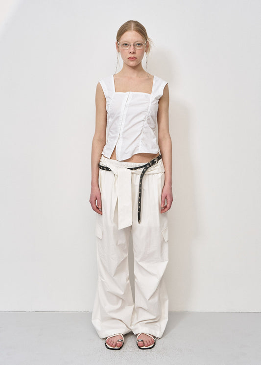 KNOT-DETAIL WIDE TROUSERS / 2 Color