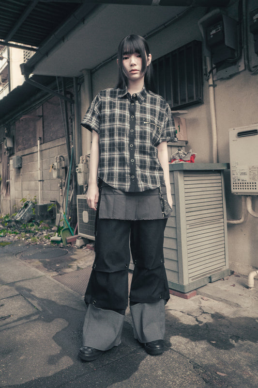 Studded check shirts (Black)