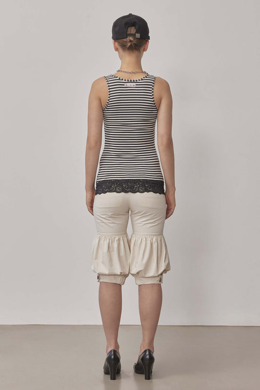 Lace Trimming Tank Top Ivory/Black