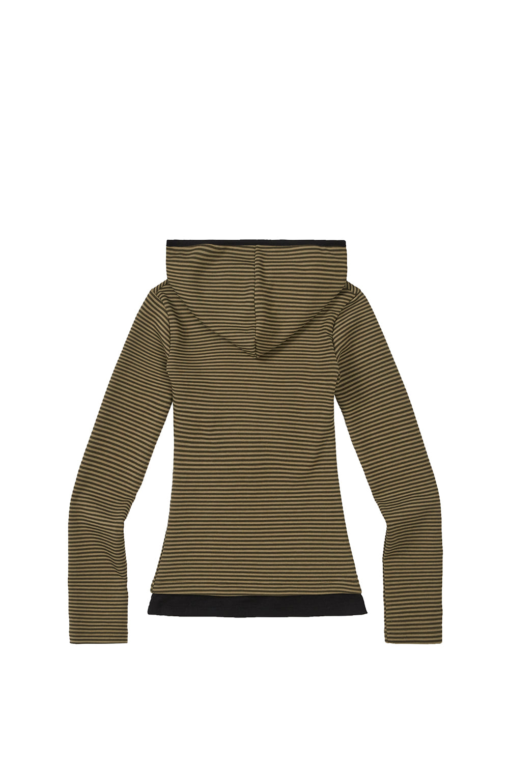 Layered Stripe Hoodie / Khaki