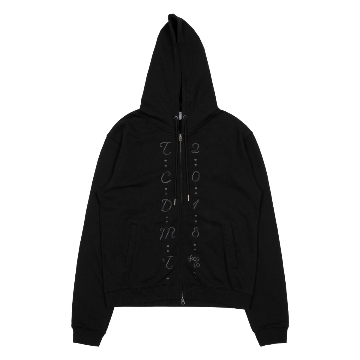 TCM center stitch hooded zip-up (black)