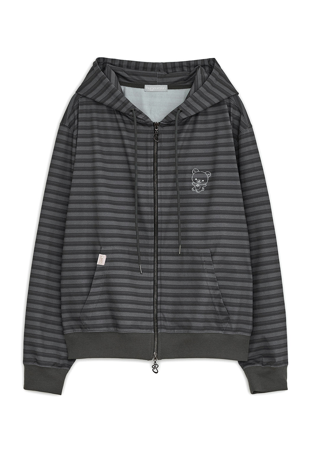 Stripe Korilakkuma hoodie zip-up (Charcoal)