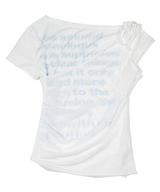 Layered off-shoulder short sleeve - white