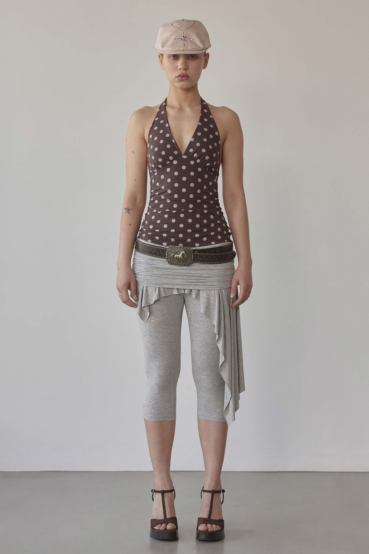 Dot Halter Top Brown