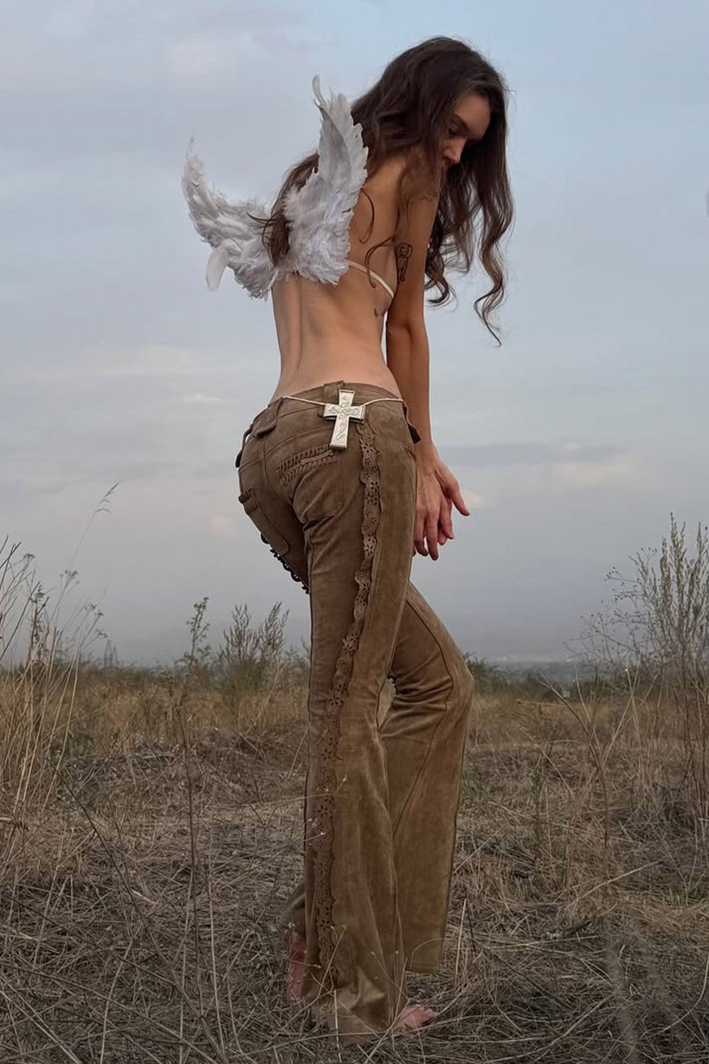 Suede Bootcut Pants Desert