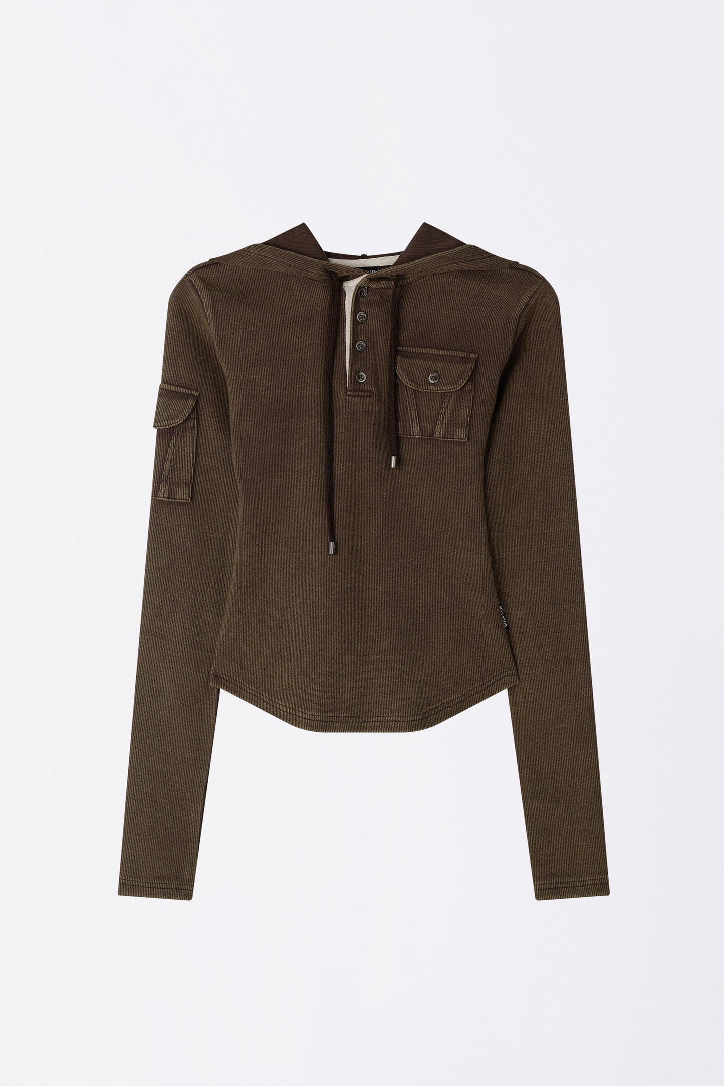 Washed Pocket Hoodie Brown
