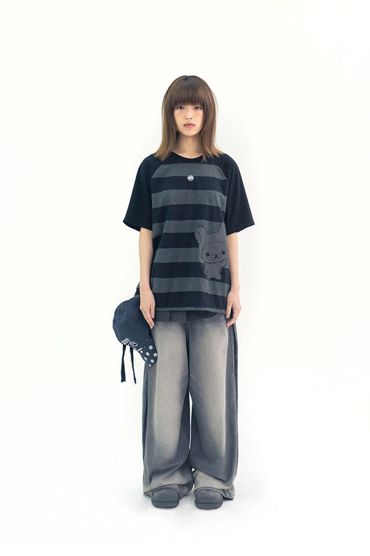 Relax stripe Korilakkuma tee (Charcoal)