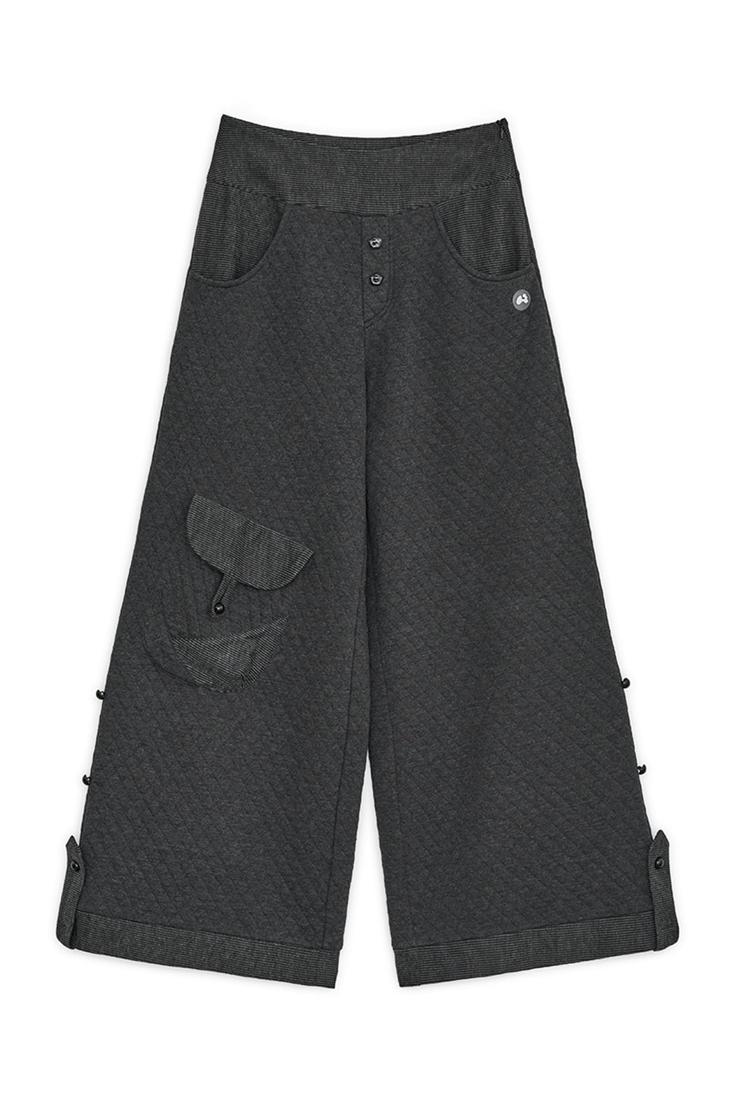 Quilted flap button pants (Charcoal)