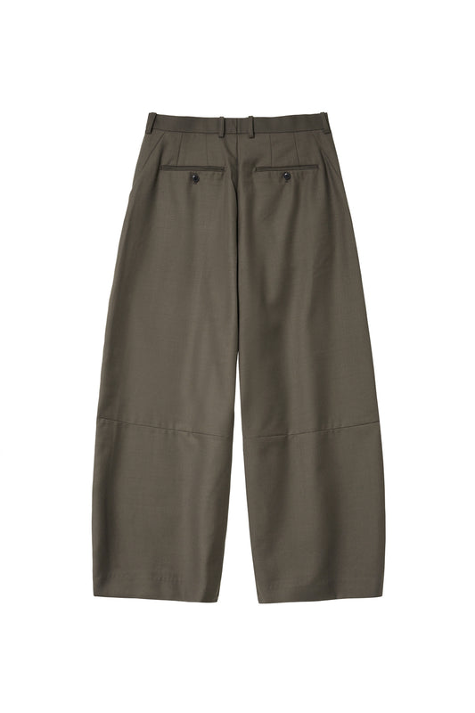 Wide Curve Trousers Wool Mud Brown