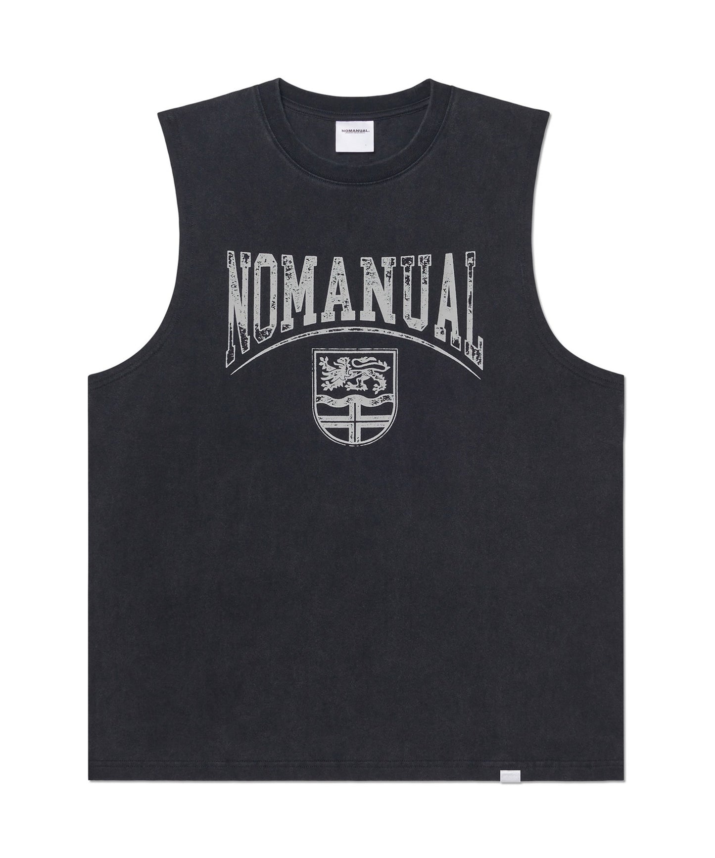 (6/2 deliver) EMBLEM WASHED SLEEVELESS TEE - WASHED BLACK